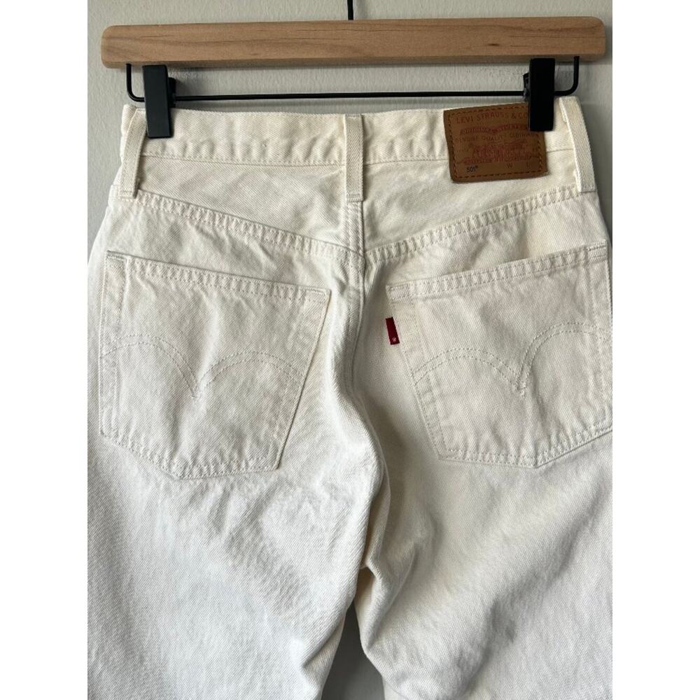 Levi’s Premium 501 Original Cropped Jeans White W24 L26 High Rise Staight Leg - Picture 5 of 12